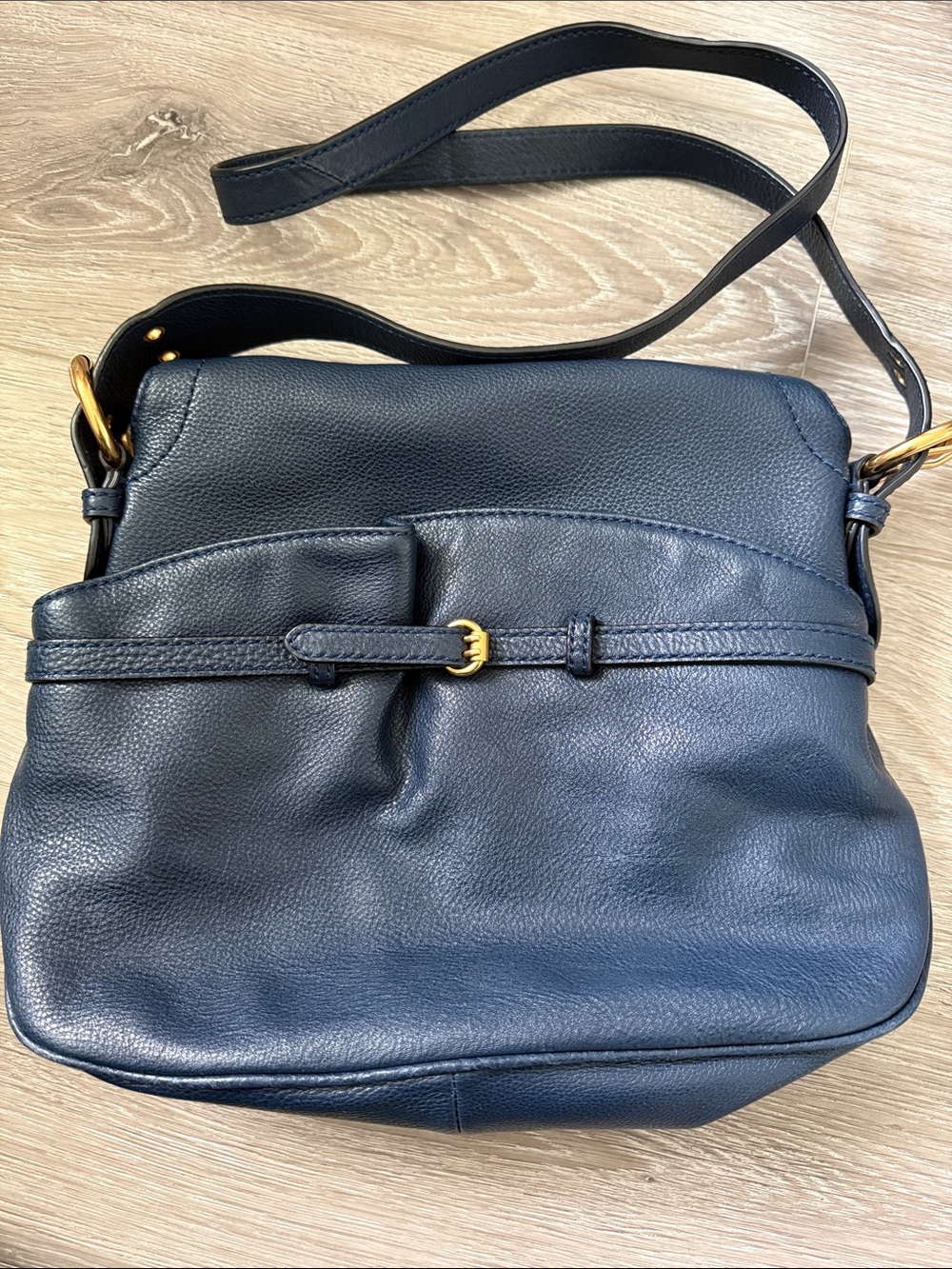Marc by Marc Jacobs Navy Leather Shoulder Bag with Gold Bird Hardware - Picture 7 of 7
